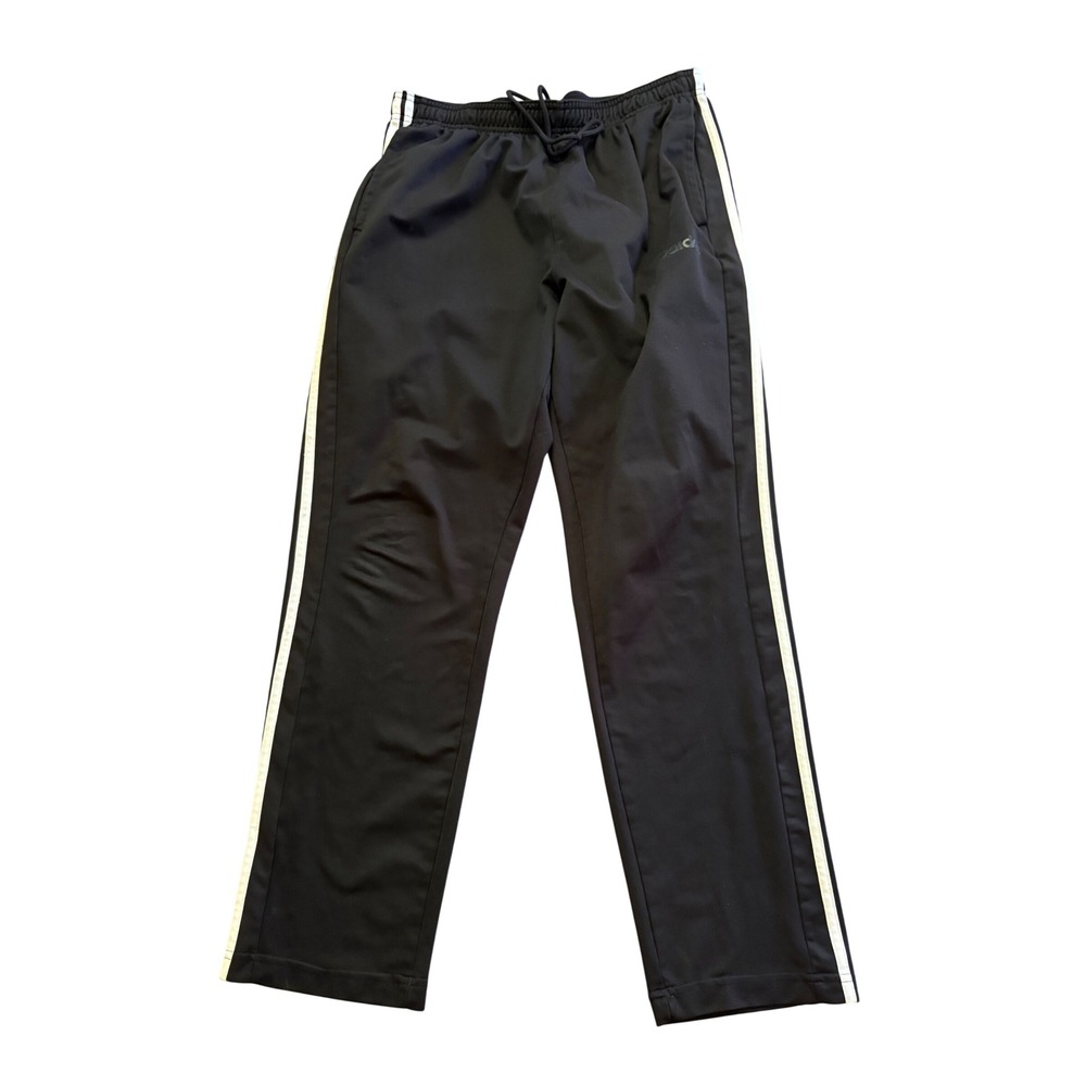 Adidas Mens Track Pants XL Black White Side Stripe Athletic Joggers Drawstring